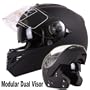 MATTE BLACK DUAL VISOR MODULAR MOTORCYCLE HELMET DOT (Large)