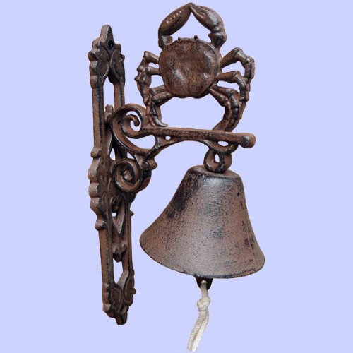 Antique Reproduction Rustic Beach Cast Iron Crab Bell Decor