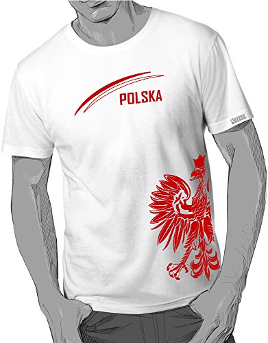 POLEN – POLSKA ADLER – FAN SHIRT – HERREN – T-SHIRT in Weiss by Jayess Gr. M