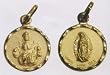 Atocha and Guadalupe 10KT Gold Baptism Medal, 14.3 mm, with 14KT Gold Chain, in Deluxe Gift Box