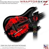 Big Kiss Red on Black Skin fits Band Hero, Guitar Hero 5 & World Tour Guita ....