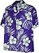 Monstera Leaf Hibiscus Floral Men's Hawaiian Shirt 3589Purple-L