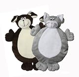 Multipet 2-Faced Crinkle/Plush Dog Toys with Dog/Cat Faces