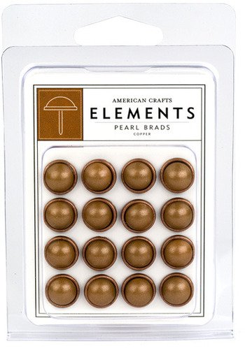 American Crafts Elements Pearl Brads, Copper