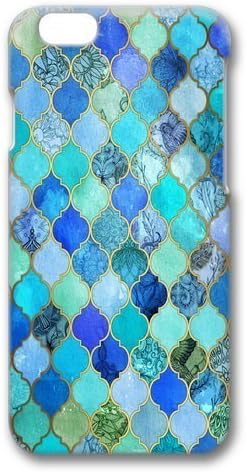 Apple Iphone 6 Case,WENJORS Cute Cobalt Blue Aqua Gold Decorative Moroccan Tile Pattern Hard Case Protective Shell Cell Phone Cover For Apple Iphone 6 (4.7 Inch) - PC 3D