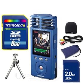 1 Zoom Q3 Handheld Video Recorder Stereo + 1 Mini Tripod Stand + 1 Transcend 8 GB SD Card... by Zoom