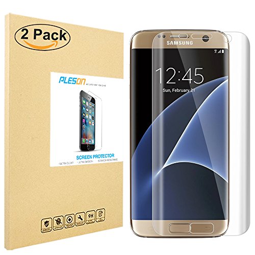 Galaxy S7 Edge Screen Protector [Full Coverage], PLESONÂ® [3D Full Curved Edge] Screen Protector for Samsung Galaxy S7 Edge [Edge to Edge], [2-PACK] Extreme Clarity Invisible Shield - LIFETIME WARRANTY