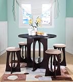 5 PC. Rossi Cut Out Dining Table & 4 Backless Stools