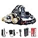 Benran Waterproof LED Headlamp Headlight Rechargeable Head Flashlight Lamp with 3 Xm-l T6 4 Modes Outdoor Sports Hiking Camping Riding Fishing Hunting (spotlight)