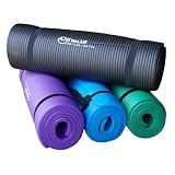 Premium 1/2-Inch Extra Thick w/ 68 x 24-Inch High Density Durable Close-foam Tech. Exercise Yoga Mat w/ Carry Strap - Best Quality - Lowest Promotional Price (Black or Blue)