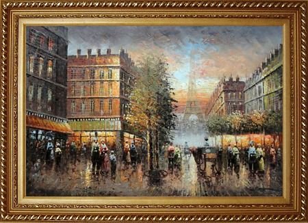 Impressionist Paris Street Toward to Eiffel Tower 