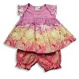 Soup - Newborn And Infant Girls Short Sleeve Floral Short Set, Purple, Pink