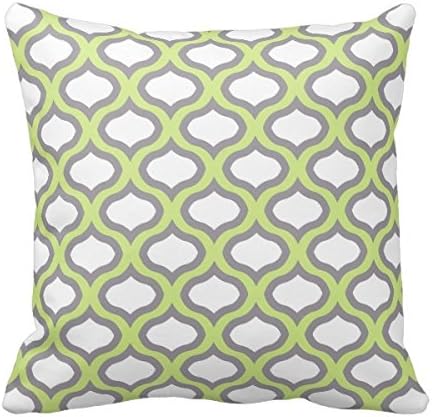 MARCOMAX Faux Throw Green Grey Tile Ogee Waves Pillow Case