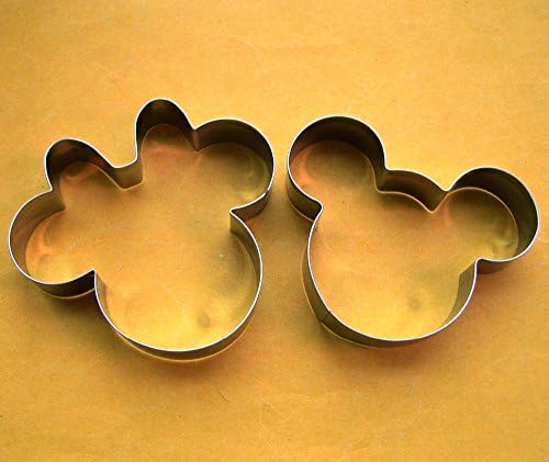 Mickey &amp; minnie mouse baking pastry biscuit cookie cutter set 2 pcs