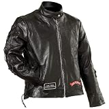 Diamond Plate Ladies' Rock Design Genuine Buffalo Leather Motorcycle Jacket