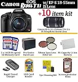 Canon EOS Rebel T1i Digital SLR Camera Kit W/ EF-S 18-55mm IS Lens + Canon 55-250mm f/4-5.6 IS Telephoto Zoom Lens + 2 16GB SDHC Memory Cards + 1 Spare LP-E5 Battery + Charger + 3 Piece Filter Set + Pro Hard Carrying Case + More