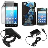 iNcido Brand Samsung i897/Captivate Combo Blue Flower Protective Case Facep ....