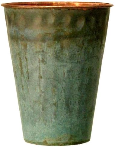 Dago's Copper Designs LC-02-G 1-Piece Hammered Solid Decorative Pot, 4-1/2 Inch by 4-1/2 Inch by 5-1/2-Inch, Verdigris