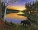 Cabin on the Pond-Sunset by Ervin Molnar. Size 20.00 inches width by 16.00 inches hei...