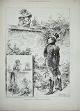 1893 APRIL FOOLS MAN WOMAN COUNTRY WALL ANTIQUE PRINT