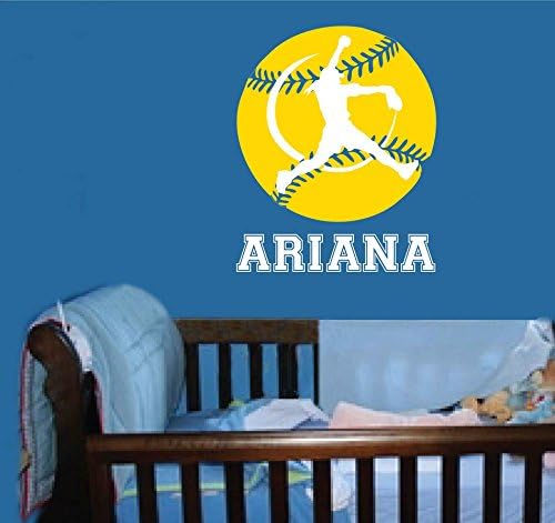 Ariana-Softball-Wall-Decal-Personalized-Room-Wall-Art-Custom-Name-Vinyl