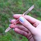 Czech Glass Nail File - 3 Piece Nail Kit + Nail Stick - Large Pedicure Glass File, Medium & Small Nail Boards With Case - Purple and Magenta - Bona Fide Beauty