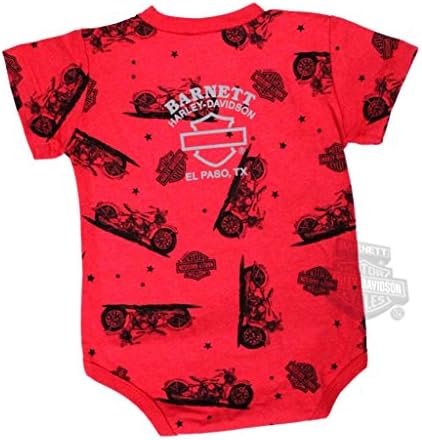 Harley-Davidson Boys Baby Bike Over Allover Print Red Romper