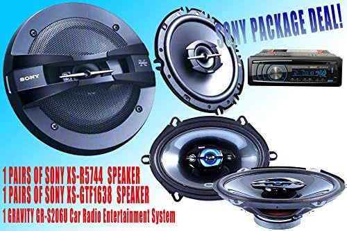 SONY Package Deal! 1 Pair Sony 5X7" XS-R5744 + 1 Pair Sony 6.5" XS-GTF1638 Car Speakers + 300W GRAVITY AGR-S206U Car Radio Entertainment System Receiver - Built-in SD/USB/Front Aux - Mp3 Playable