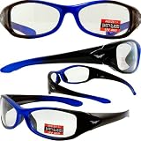 SUNGLASSES SAXON UV400 EYEWEAR CLEAR SAFETY GLASSES (BLUE/BLACK FRAME)