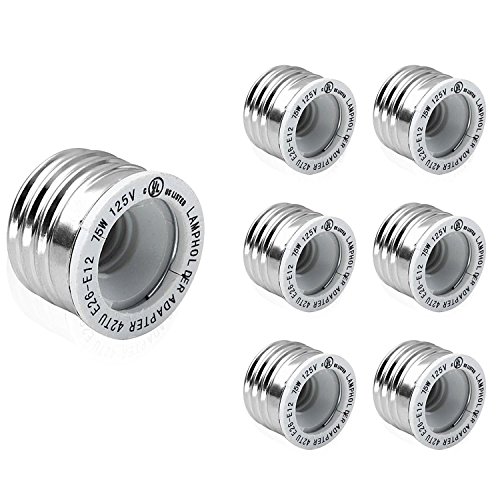 6-pack ul-listed e26/e27 to e12 adapter, jackyled mediu…