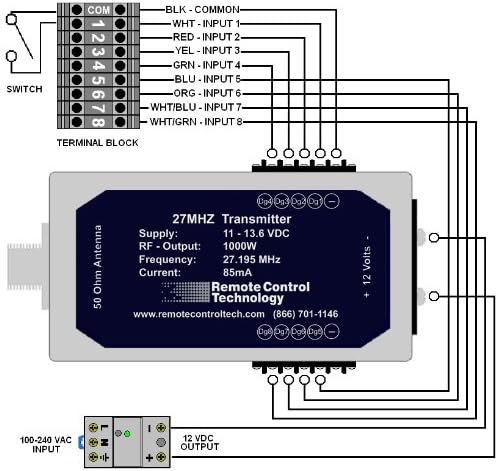 Short Range Eight Channel 27 MHz Transmitter for Short Range Wireless Switch System (Up to 1/2 Mile)