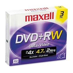 MAXELL 634015/634043 4.7 GB DVD+RWs, 3 Pack