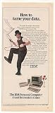 1983 IBM PC XT Computer Tame Your Data Charlie Chaplin Little Tramp Print Ad (41910)
