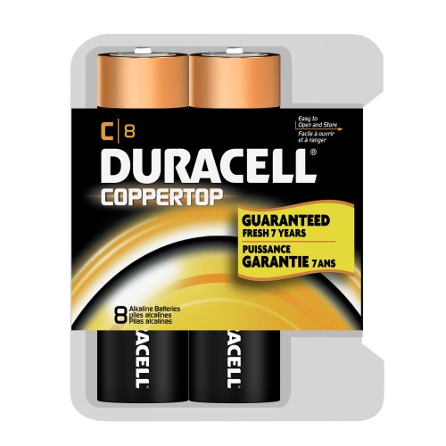 Duracell Coppertops Batteries, C Size, 8-Count Packages (Pack of 2)