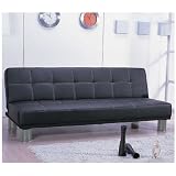 KENT 3STR FUTON SOFA BED IN FOUX LEATHER  BLACK