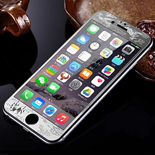 Fochutech Tatoo Tempered Glass Front&amp;Back Mirror Film Screen Protector For Iphone 5 5s 6 6Plus (Silver Dragon For Iphone 6)