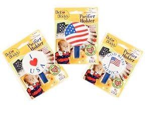 Baby Buddy American Baby Pacifier Holder, US Flag, I Love USA, God Bless America