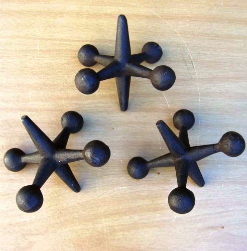 Set of 3 Cast Iron Jacks Retro Decorative Home Accents -Paperweight - Doorstop On Sale