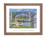 Claude Monet French Boats Bridge Lake Landscape Wall Picture Oak Framed Art Print