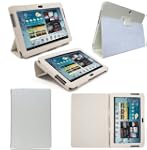 Etui Housse Luxe Cuir Blanc pour Sams...