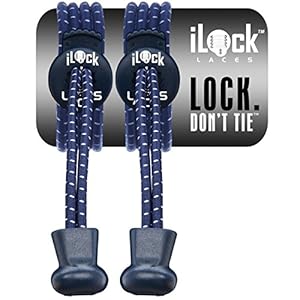 iLock Laces No Tie Elastic Shoelaces - World's Most Advanced Lock Laces System - Replacement Shoelaces for Running Shoes, Golf Shoes, Crossfit Shoes, Tennis Shoes, and Basketball Shoes (Navy Blue)