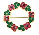 Hand enameled flower brooch