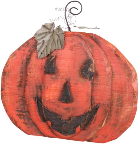 Garden Decoration HT09005 Wooden Pumpkin Garden Accent, 15 by 15-Inch, Orange