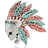 Hip Hop Wholesale - INDIAN SKULL SILVER STYLE ICED OUT BELT BUCKLE
