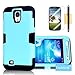 Galaxy S4 Case, Tradekmk(TM) Latest Fashion Hot Sale Hybrid Hard Soft Combo Three-in-one Durable Bumper Armor Back Case Cover Protector Compatible with Samsung Galaxy S4 i9500[+Stylus+Screen Protector+Cleaning Cloth]-(Blue+Black)