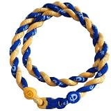 Phiten Custom Tornado Necklace - Royal Blue with Gold 18 Finished Length