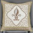 Fleur De Lis French Print Ivory Decorative Throw Pillow 17" x 17"