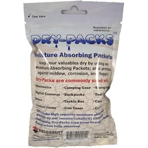 Dry-Packs Indicating Moisture Absorbing 1 oz Packets (Qty 5) in Recloseable Moisture Barrier Bag - Silica Gel Desiccant!