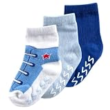 3pk Non-Skid Shoe Socks, Blue, 6-18 months [Apparel]