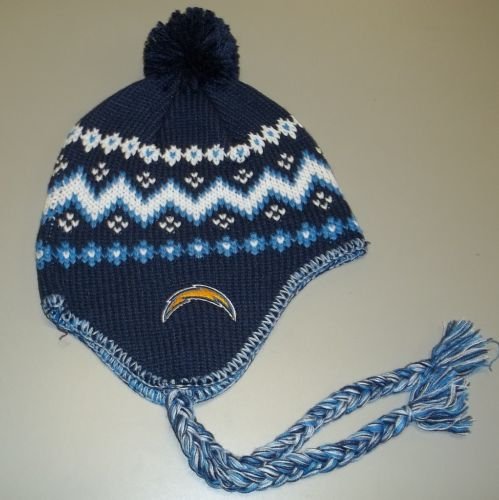 San Diego Chargers Womens Braided Tassel Knit Beanie Hat